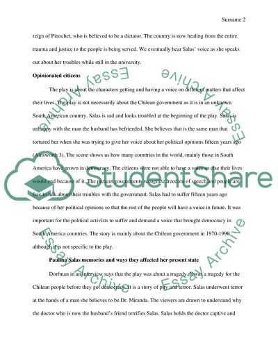 Death and the Maiden by Ariel Dorfman