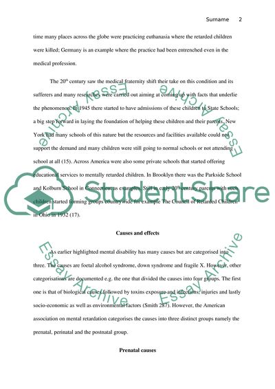 The Major Causes of Mental Retardation