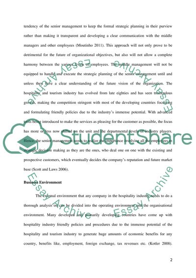 Hospatility and Tourism Strategic Managment