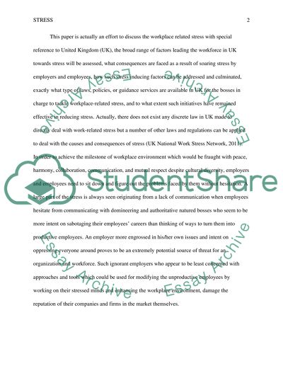 Workplace-related stress in UK