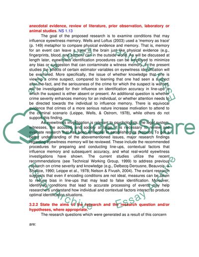 Eyewitness Testimony and Suspect Identification