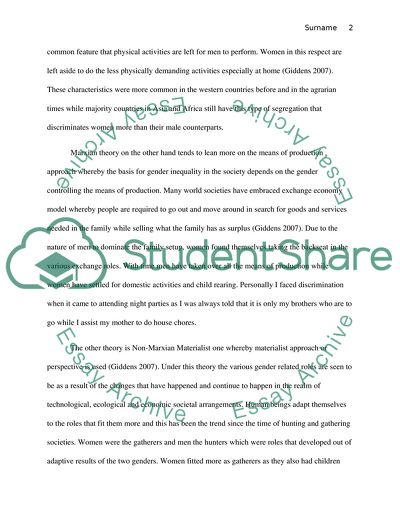 Theories on Gender Inequality