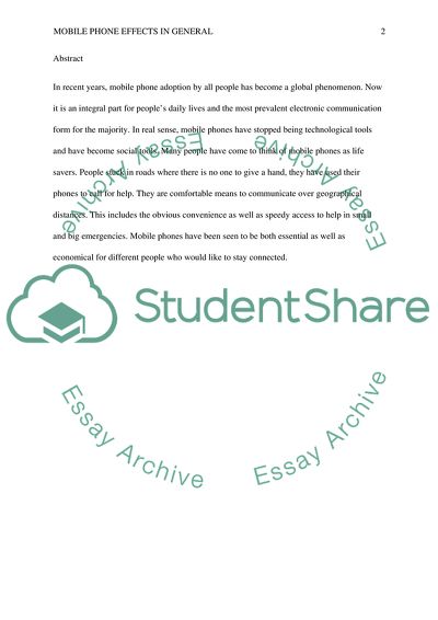 Mobile Phone Effects in General