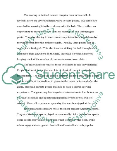 Baseball and Football in the United States of America