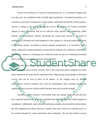 Promotion Practices for Verizon Communications