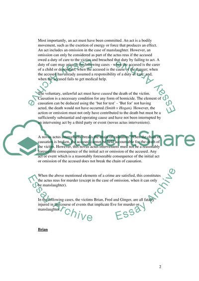 The Analysis of the Actus Reus