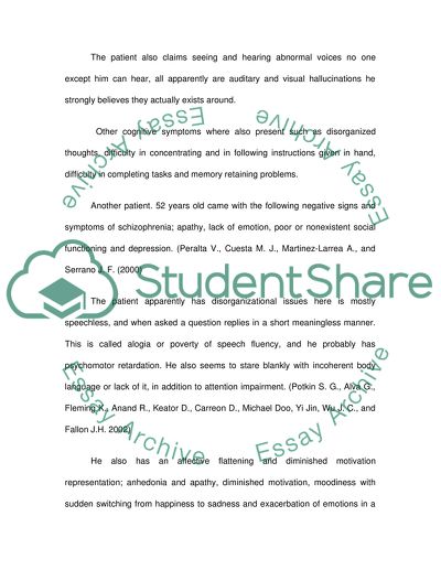Negative and positive symptoms of schizophrenia