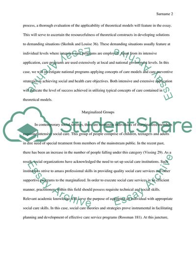 Programs of Social Care for Homeless Persons