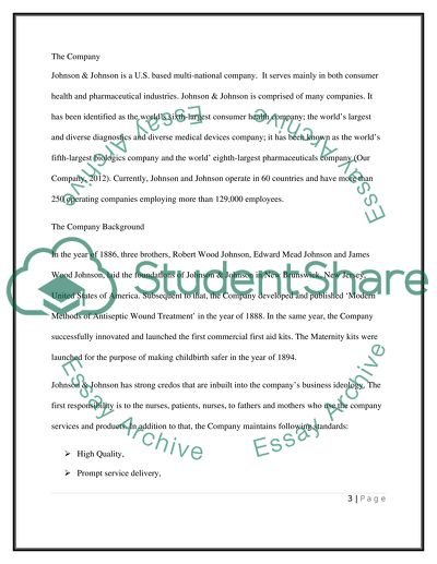 Marketing Essentials - Marketing Plan for Johnson and Johnson