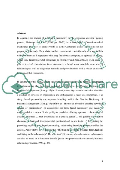 Impact of Brand Personality on Consumer Decision Making