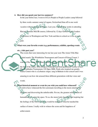 Profile Questions for Stanford University