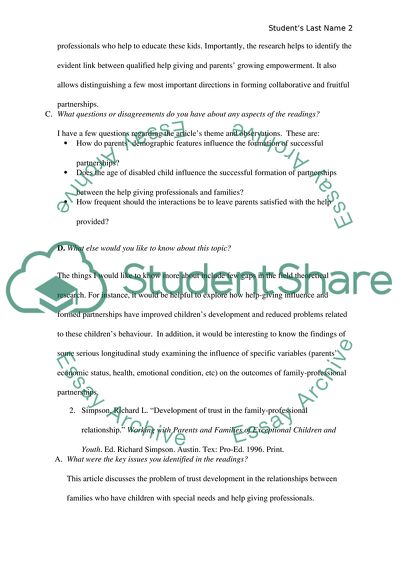 Parents, Families and Partnerships: Issues and Considerations