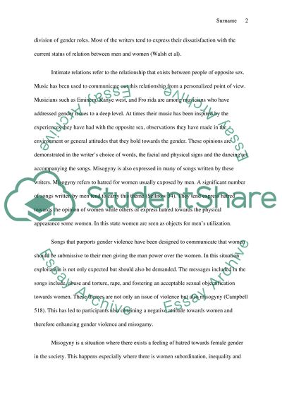 Gender Relations, in Relation to Violence and Misogyny