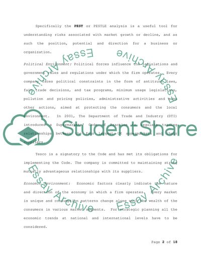 Strategic Analysis for Tesco Plc UK