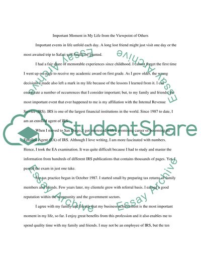 Important Moment in My Life from the Viewpoint of Others