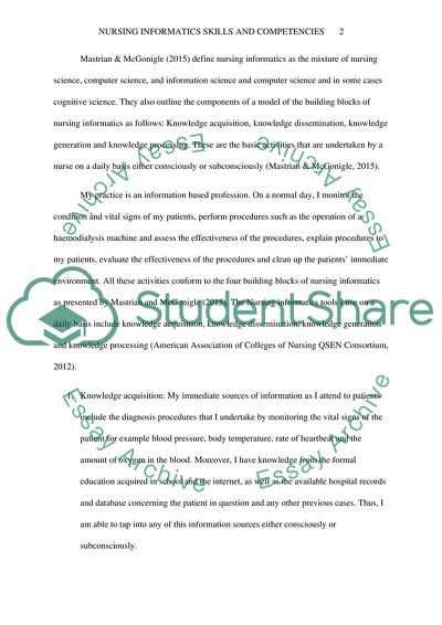 Integration Of Nursing Informatics Skills And Competencies