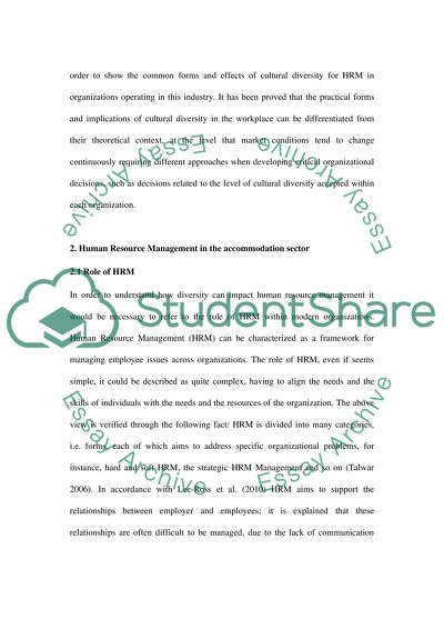 Cultural diversity in human resource management within hospitality industries