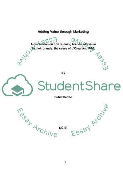 Adding value through marketing:the cases of LOreal and P&G