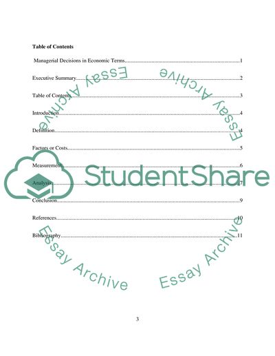Managerial Decisions in Economic Terms