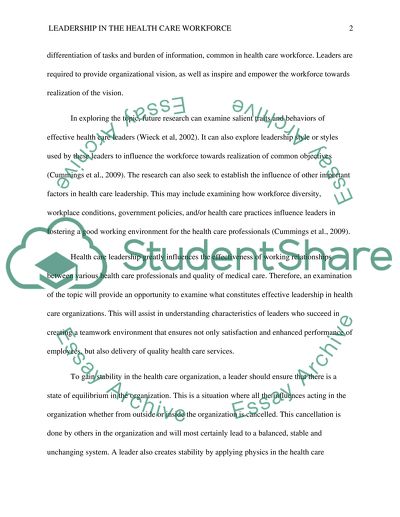 Healthcare workforce essay image