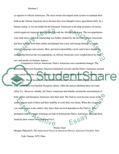 Relationship between Free Whites, European, African, and Native Americans in Colonial Period