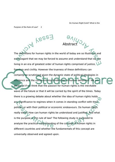 Do Human Right Exist and What Is the Purpose of the Rule of Law