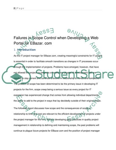 Failures in Scope Control when Developing a Web Portal for EBazar.com