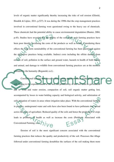 Effects of Organic and Conventional Management Practices on Soil Quality