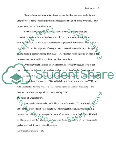 Schooling in an Overachieving Culture