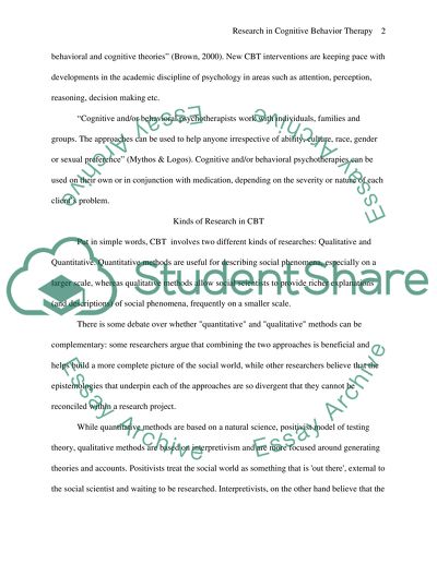 Research Methodologies and Philosophy in Cognitive Behavioral Psychotherapy