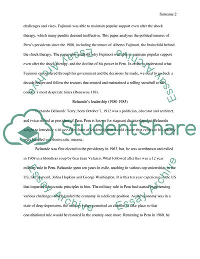 How Alberto Fujimori Was Able to Maintain Popular Support after the Shock