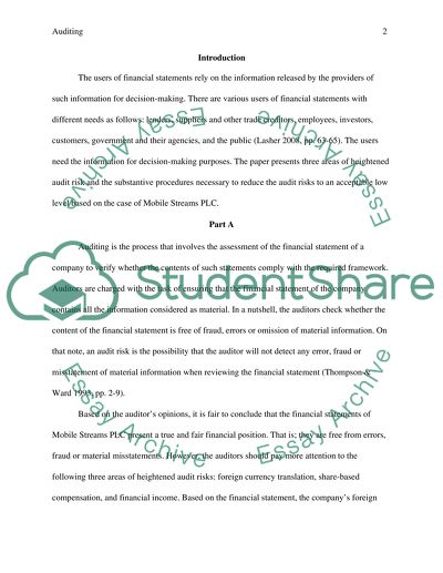 Areas of Heightened Audit Risk