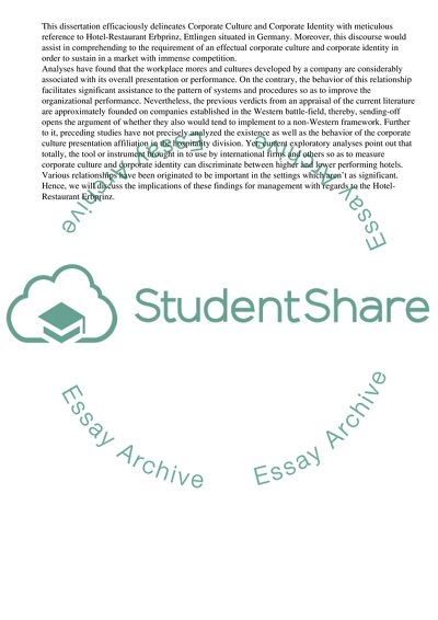 The Corporate Culture of to the German Hotel-Restaurant Erbprinz