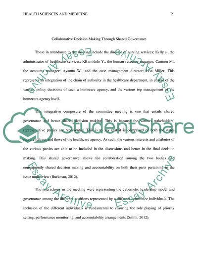 Collaborative Decision Making through Shared Governance