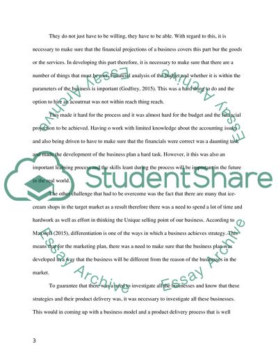 Outlining Personal Reflection and Evaluation of the Experience through Business Plan Development