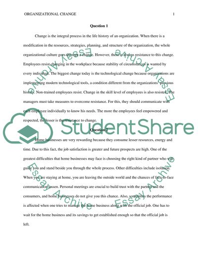 The subject is organisational change