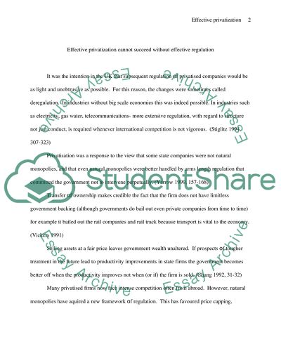 Effective Privatization Cannot Succeed without Effective Regulation