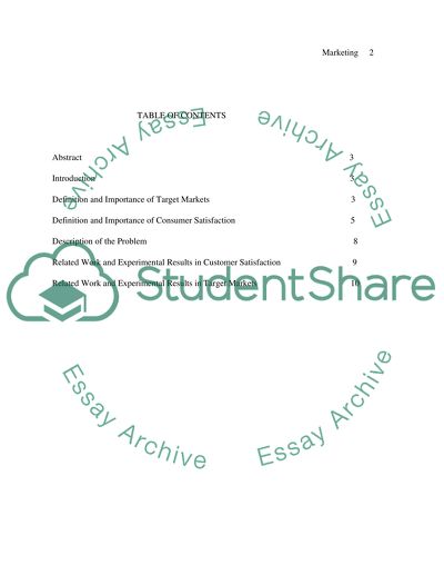 Target Markets and Customer Satisfaction