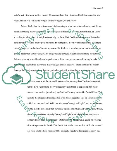 Robert M. Adams, Moral arguments for Theistic Belief