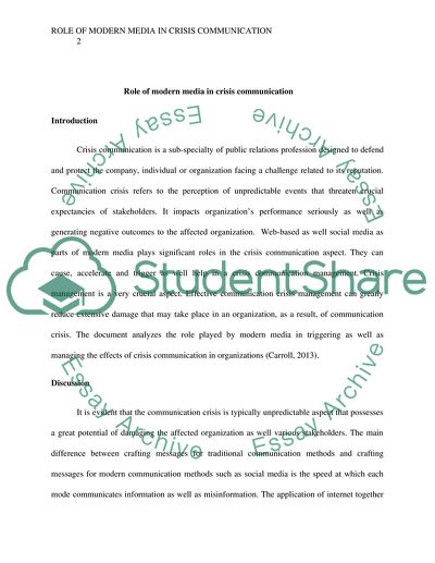 The Role of Modern Media in Crisis Communication