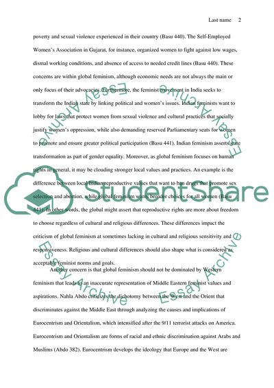 Global, not Western, Feminism: Localizing Global Feminist Values and Actions