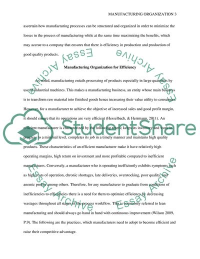 Manufacturing Organization: Systems and Benefits