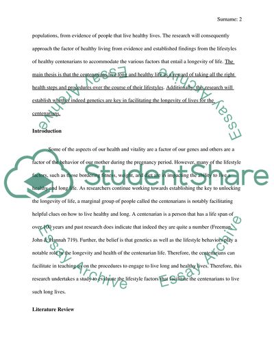 Exploring Healthy Centenarians Lifestyles