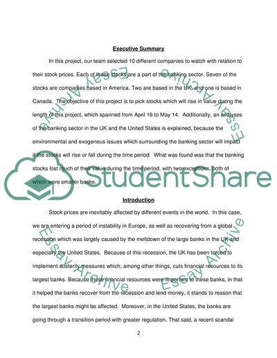 10 different companies selected to watch with relation to their stock prices