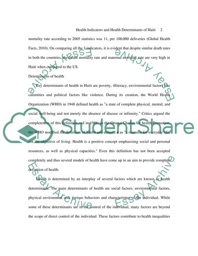 Indicators of health paper