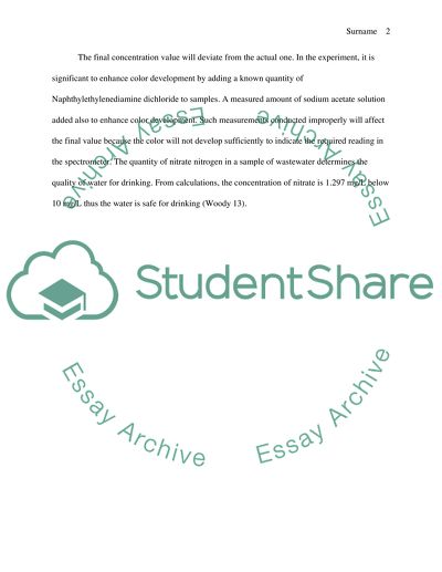 Determination Of Nitrate Ion In Treated Wastewater Effluent
