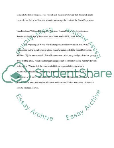 AMERICAN HISTORY SINCE 1900 Assignment Three