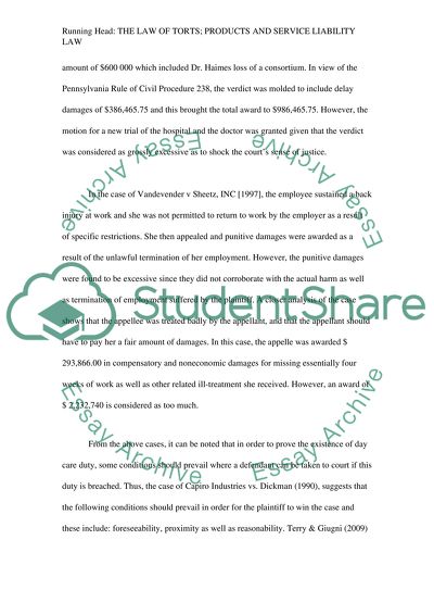 The Law of Torts, Products and Service Liability Law