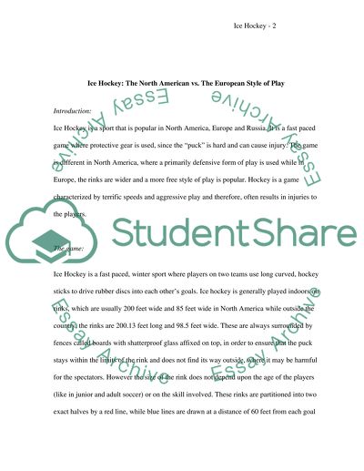 Ice Hockey- The North American vs. The European Style of Play
