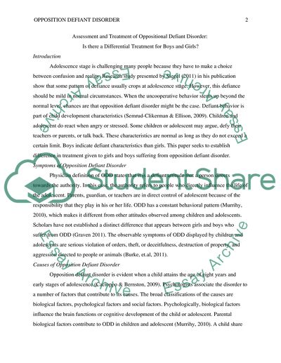 Girls and Boys Suffering from Opposition Defiant Disorder